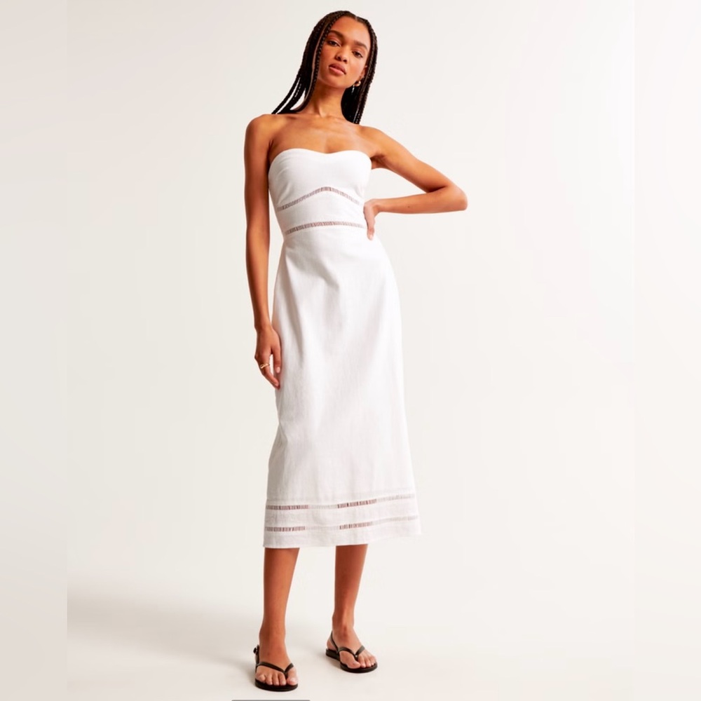 Abercrombie & Fitch White Midi Dress